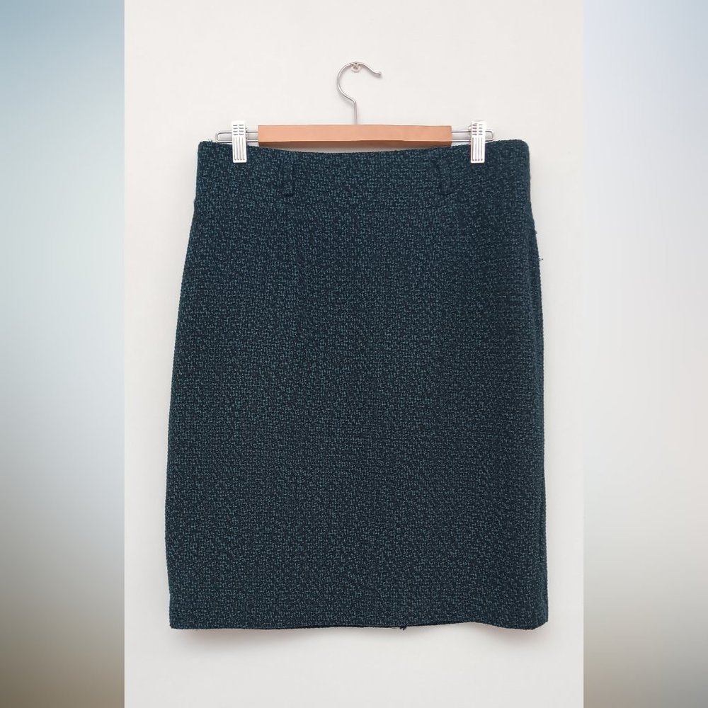 Covington Women's Tweed Pencil Knee-Lenght Skirt Teal and Black 10